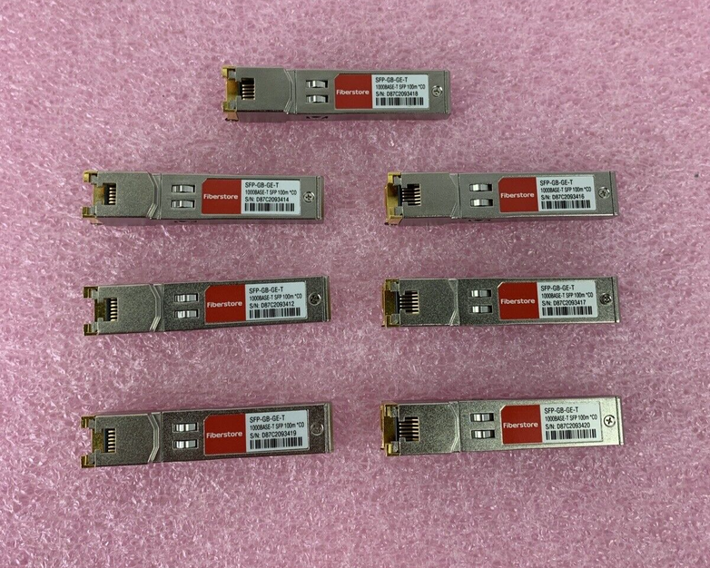 Lot of 8 Fiberstore SFP-GB-GE-T 1000BASE-T 1GT SFP Transceiver 100m