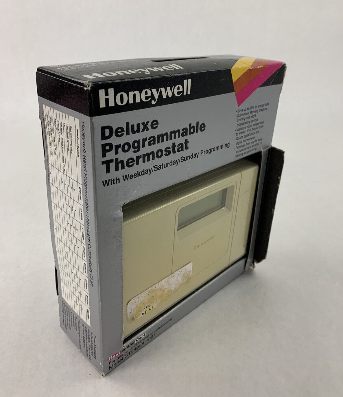 New Box Opened Honeywell 3355 Programmable Digital Display Thermostat CT3355A