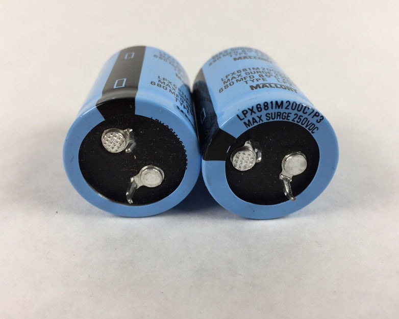 Lot of 2 Mallory 680MFD LPX681M200C7P3 Type LPX Max Surge 250VDC