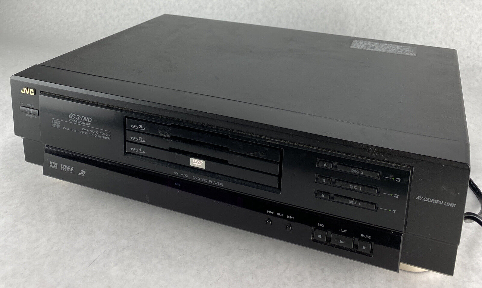 JVC XV-M50BK 3-Disc DVD Player DVD/CD/VCD Player w/Digital Out NO REMOTE