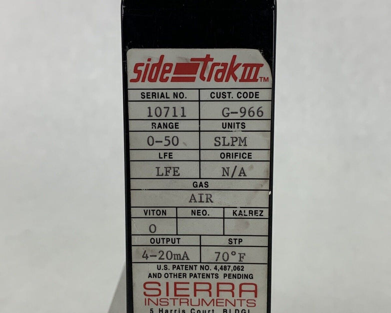 BH Sierra Instruments G-966 Mass Flow Controller 0-100 SLPM 500 PSI
