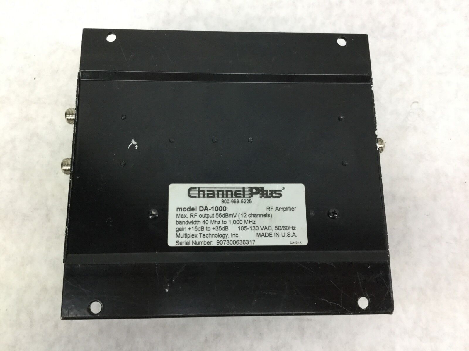 Channel Plus RF Amplifier  Broadband/ CATV Amplifier  DA-1000  Untested