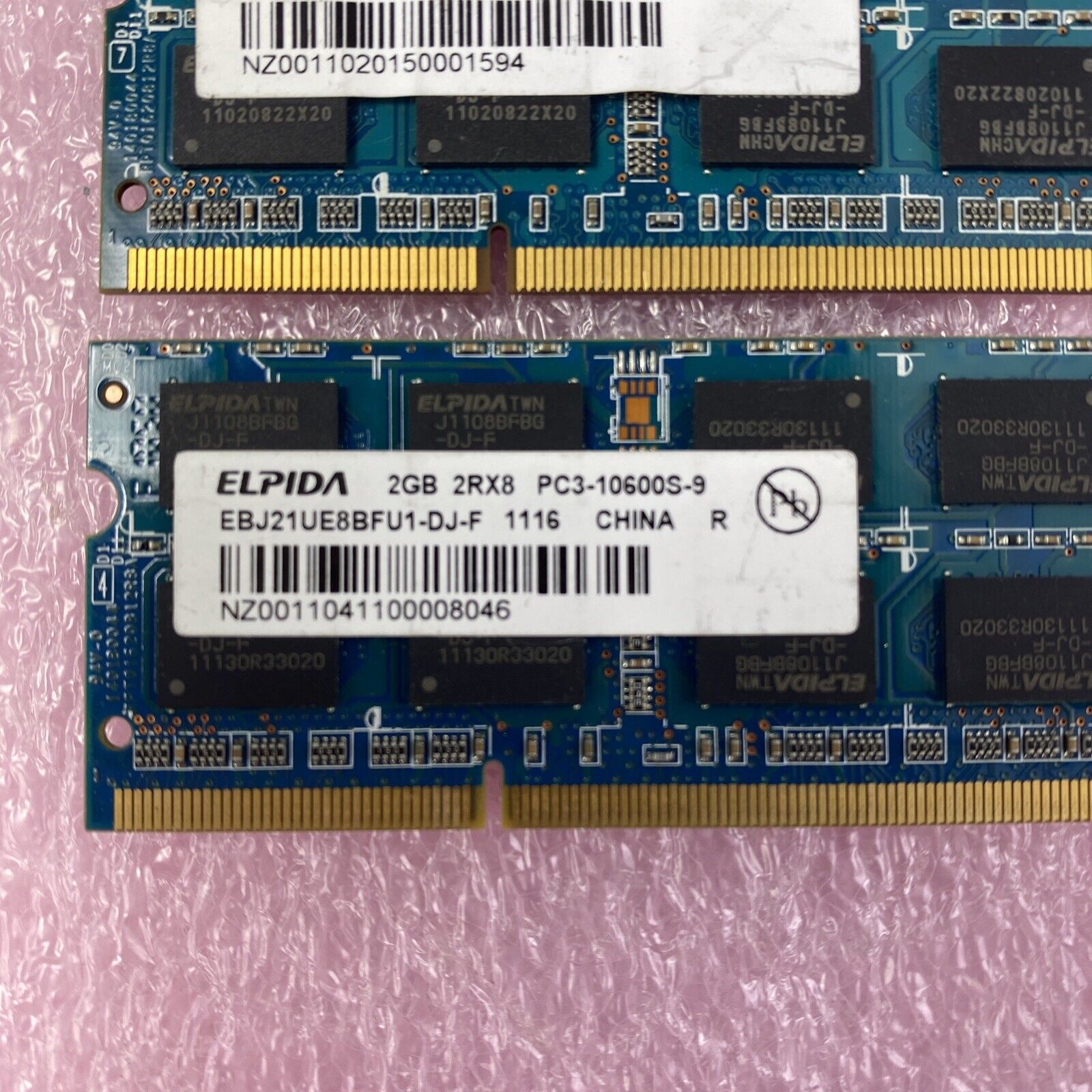 Lot( 3 ) 2GB Elpida EBJ21UE8BFU1-DJ-F PC3-10600S DDR3 Laptop Memory RAM