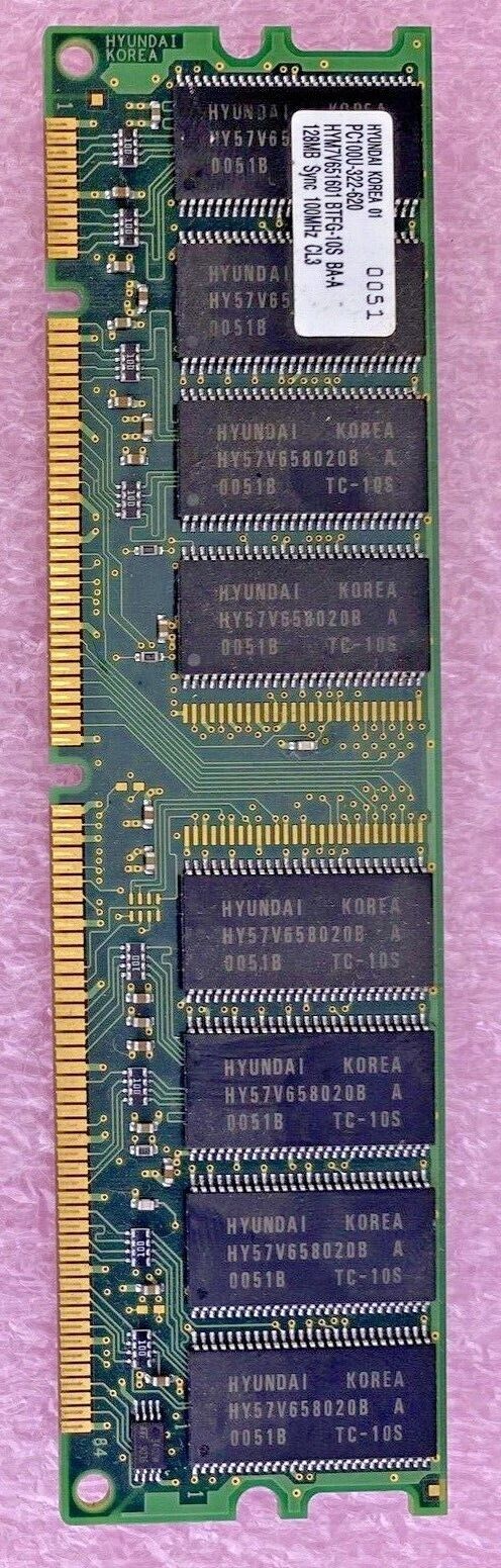 128MB Hyundai HYM7V651601 BTFG-10S BA-A PC100U-322-620 CL3 SDRAM memory