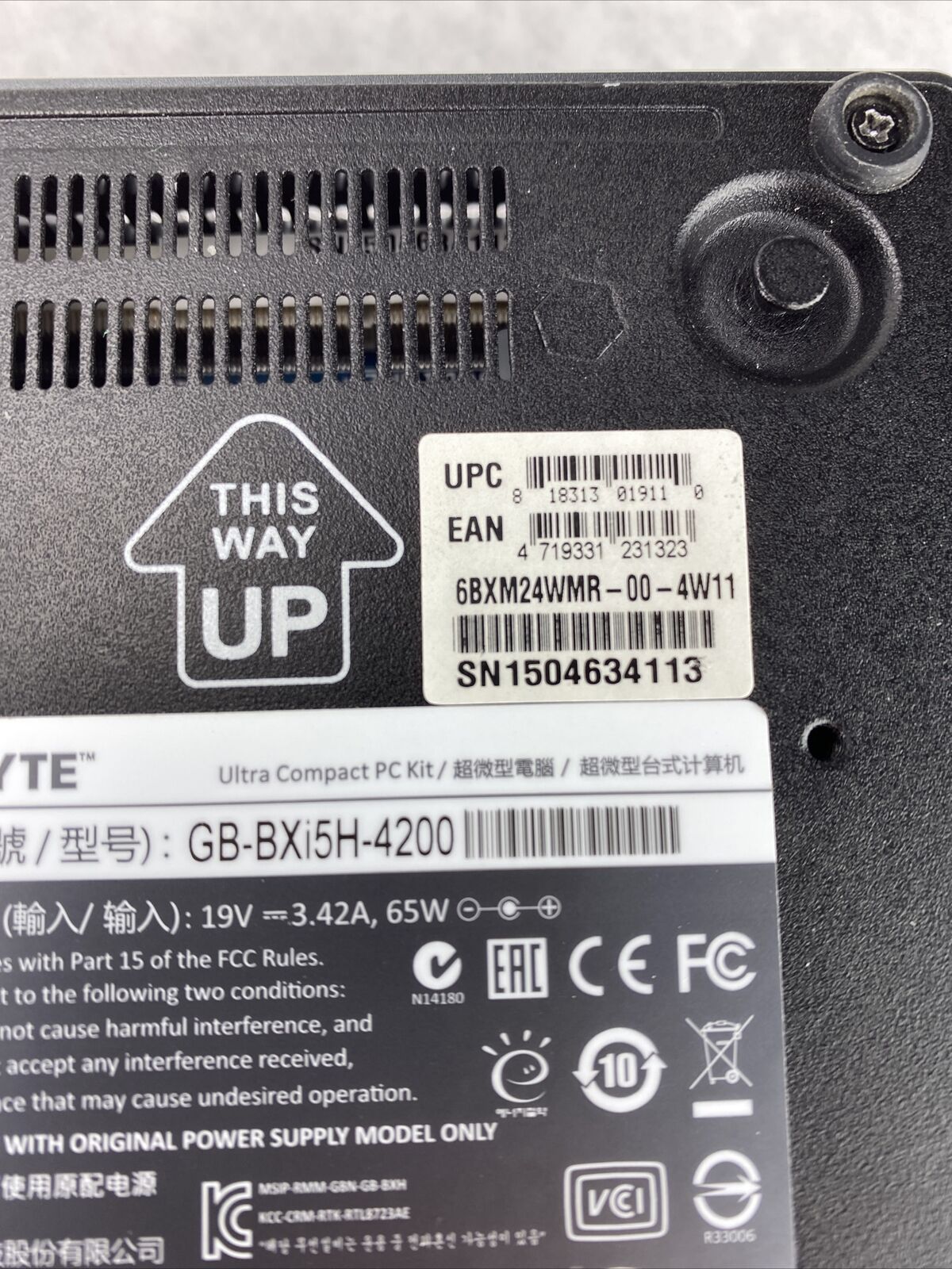 Gigabyte GB-BXi5H-4200 Slim 1.6GHz Core i5-4200U 8GB RAM NO DRIVE No AC Adapter