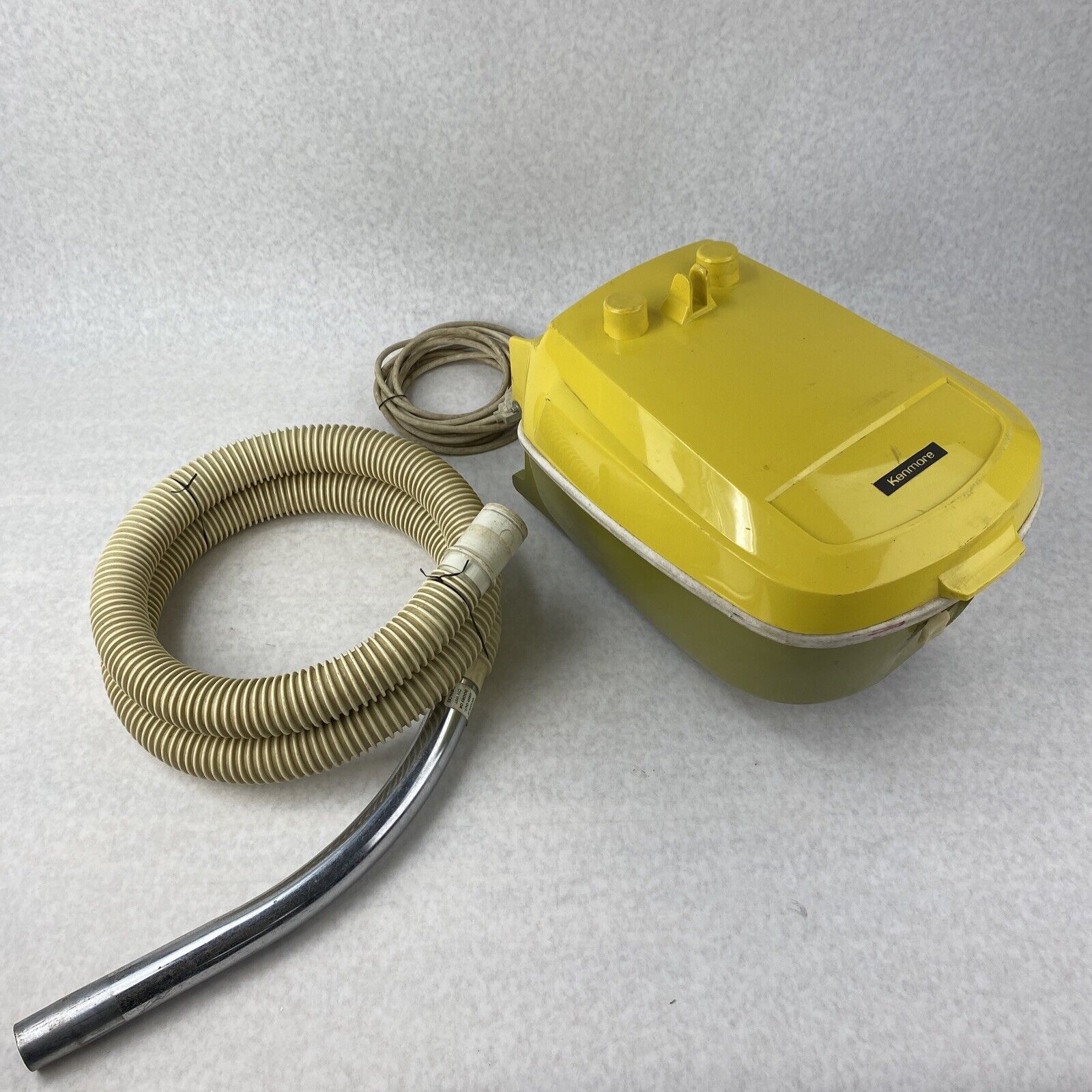 Vintage Kenmore 2627 Canister Vacuum Cleaner Motor 116 w/ Vacuum Hose Yellow