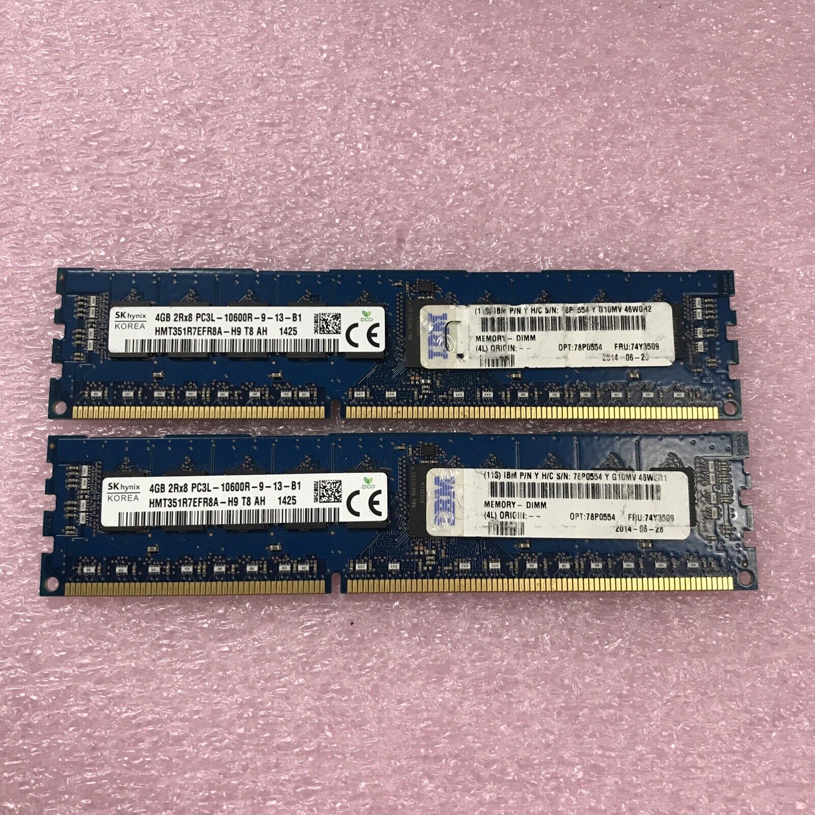 SK Hynix 8GB Kit 2x4GB 2Rx8 PC3L-10600R-9-13-B1 Server Ram HMT351R7EFR8A