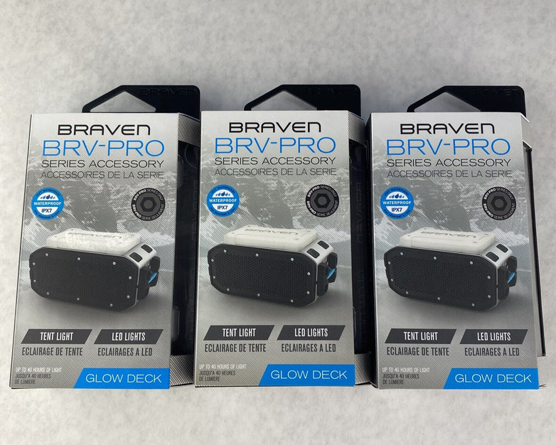 Lot of 3 Braven BRV-PRO Series Accessory LED  Glow Deck