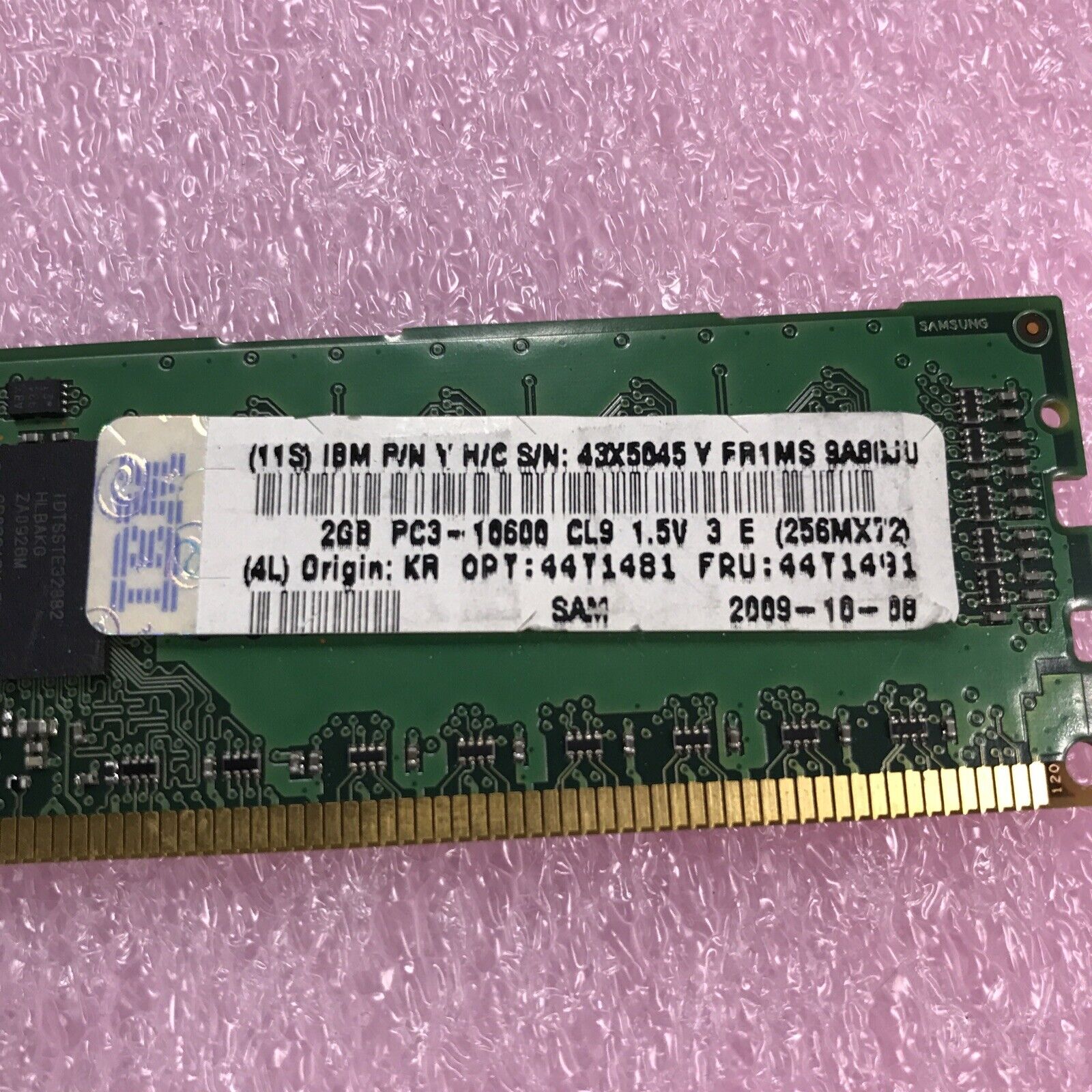 Samsung 4GB Kit 2x4GB 2Rx8 PC3-10600R-09-10-B0-D2 Server Ram M393B5673EH1