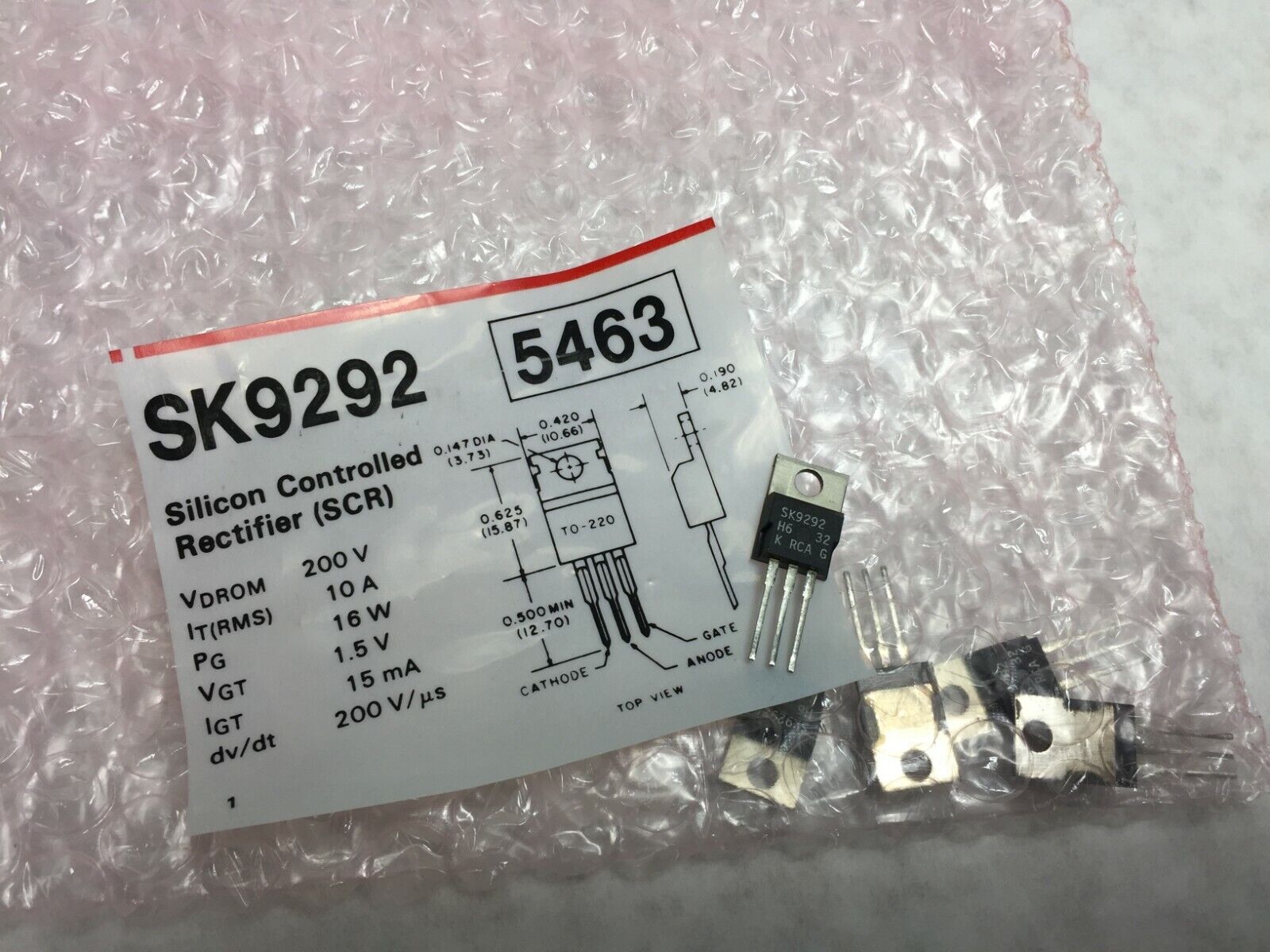 NOS  RCA SK9292 Silicon Controlled Rectifier  Lot of 5