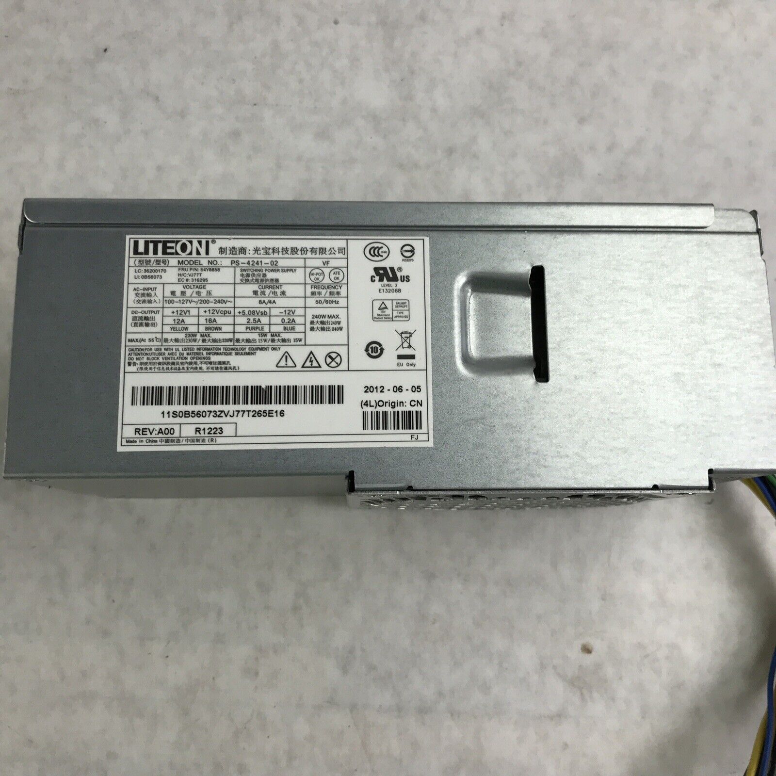 Liteon PS-4241-02 240W 8A 240V 60Hz Switching Power Supply 54Y8858