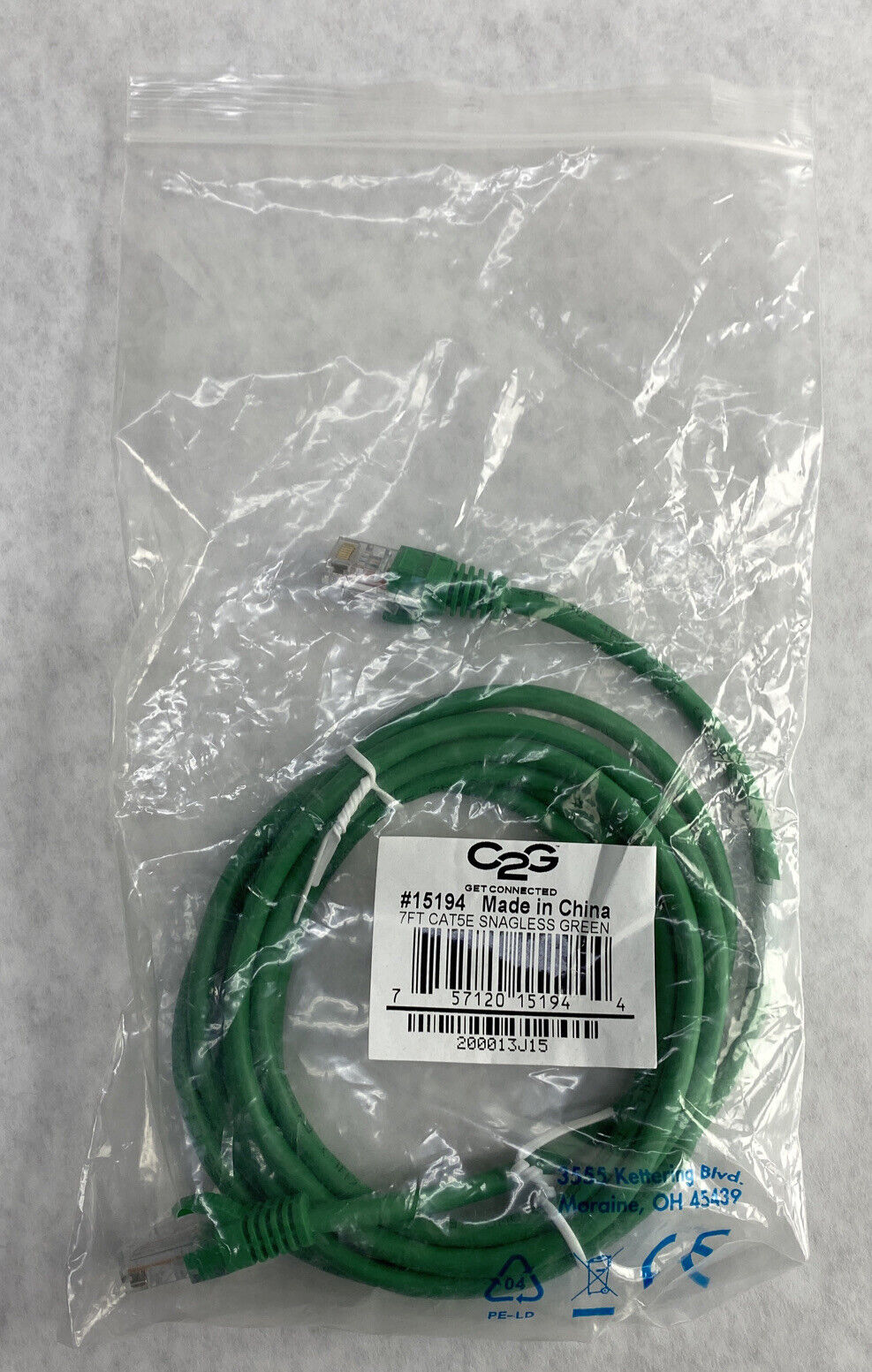 7ft Green Cat5e C2G 15194 Snagless Unshielded UTP Ethernet Patch Cable