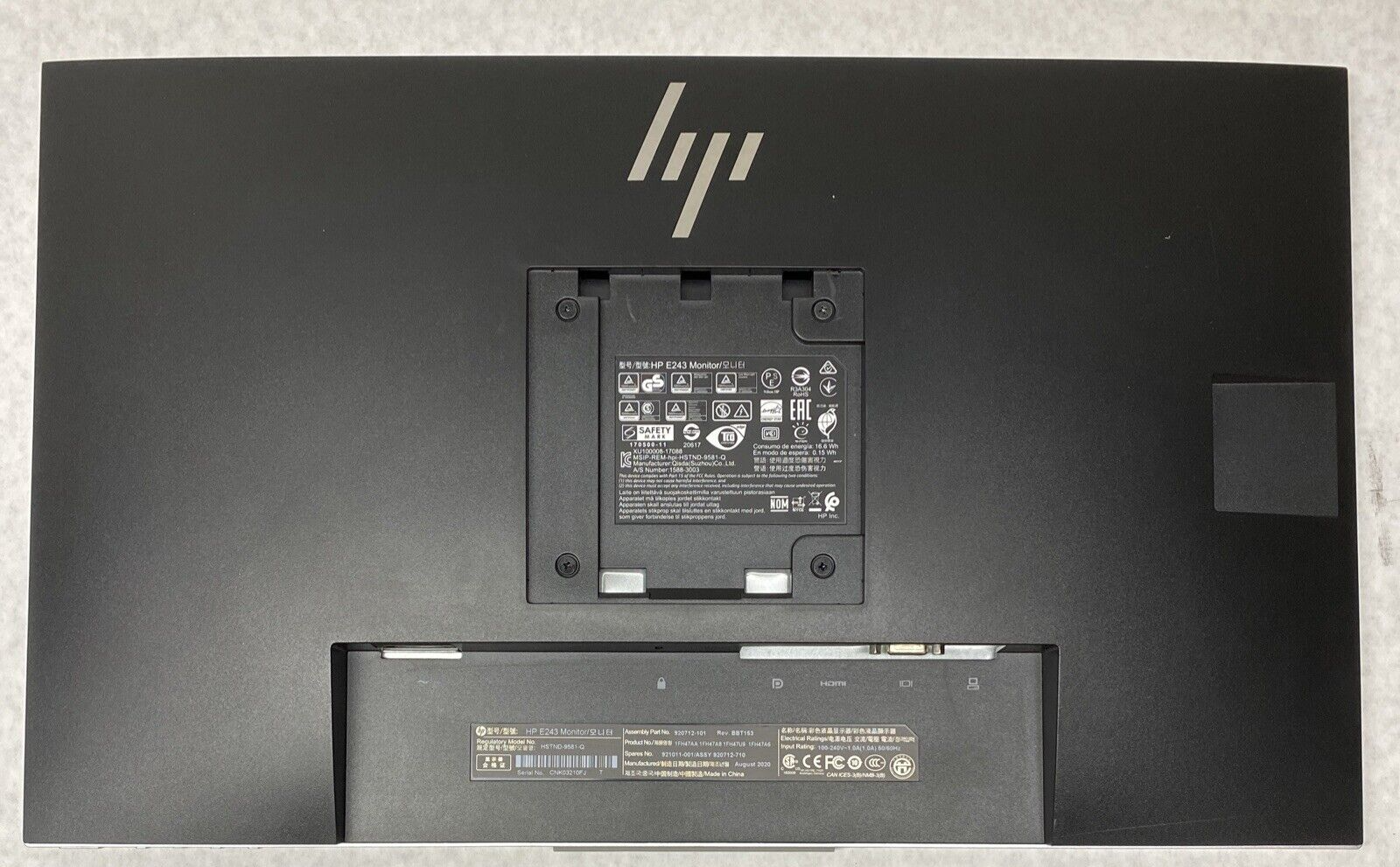 HP EliteDisplay E243 24" Monitor HD IPS Screen Silver