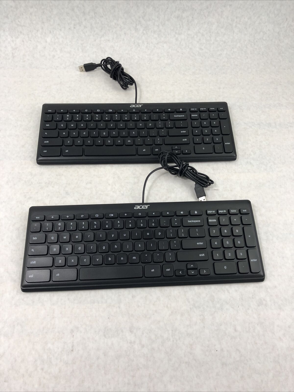 Lot of 2 Acer KB69211 USB Wired Slim Office Home Keyboard - Black