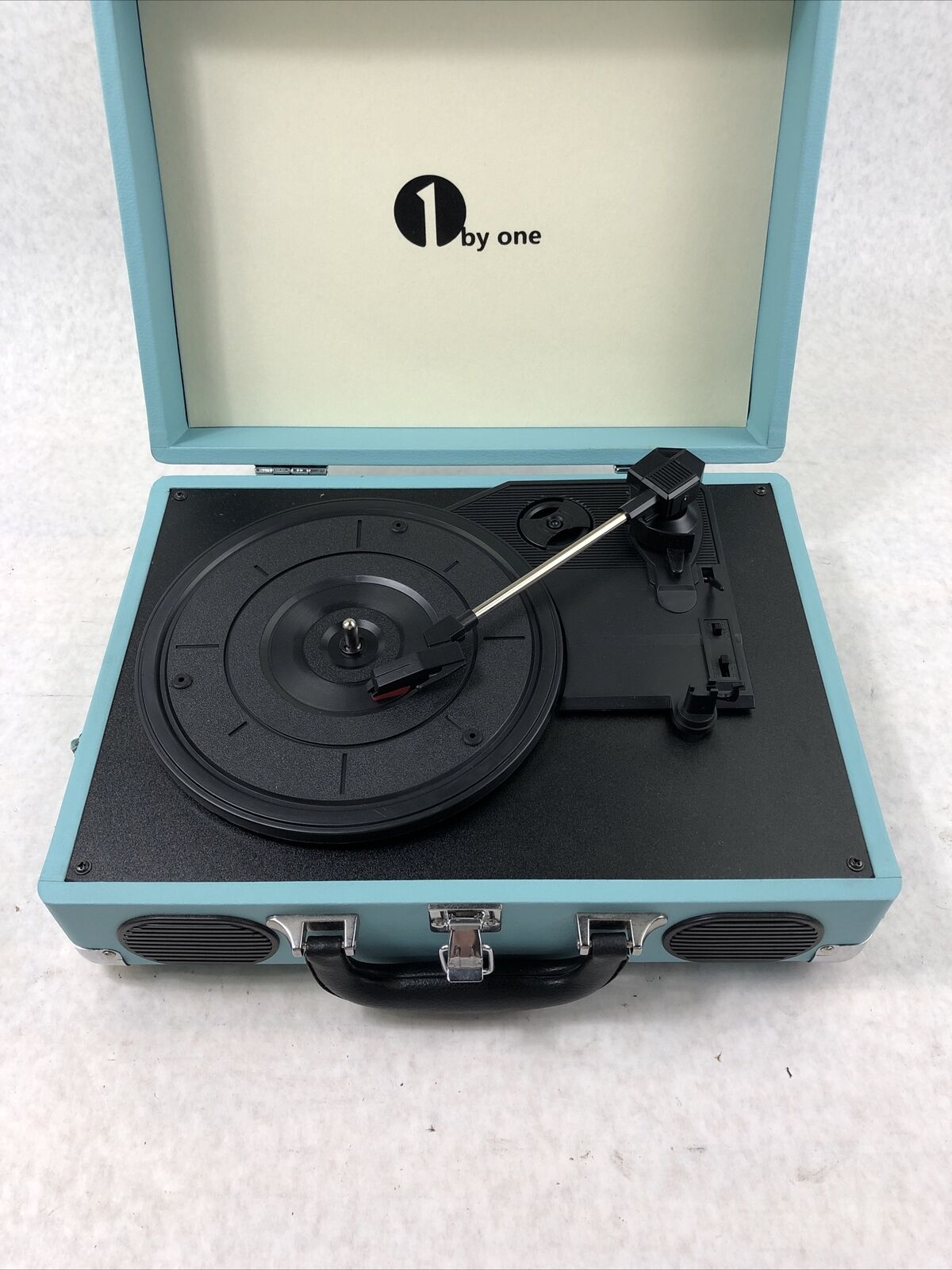 1 By One Vintage Turntable Turquoise Blue - No Power Adapter Included