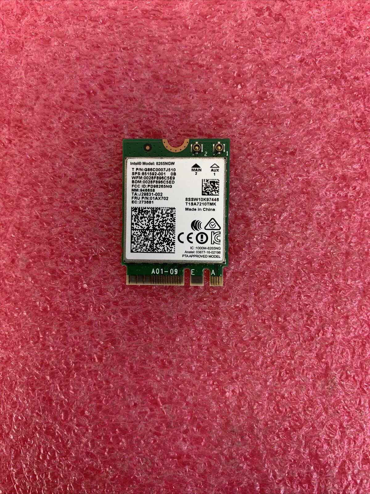 Intel 8265NGW Dual Band Wireless-AC Bluetooth WiFi M.2 Card