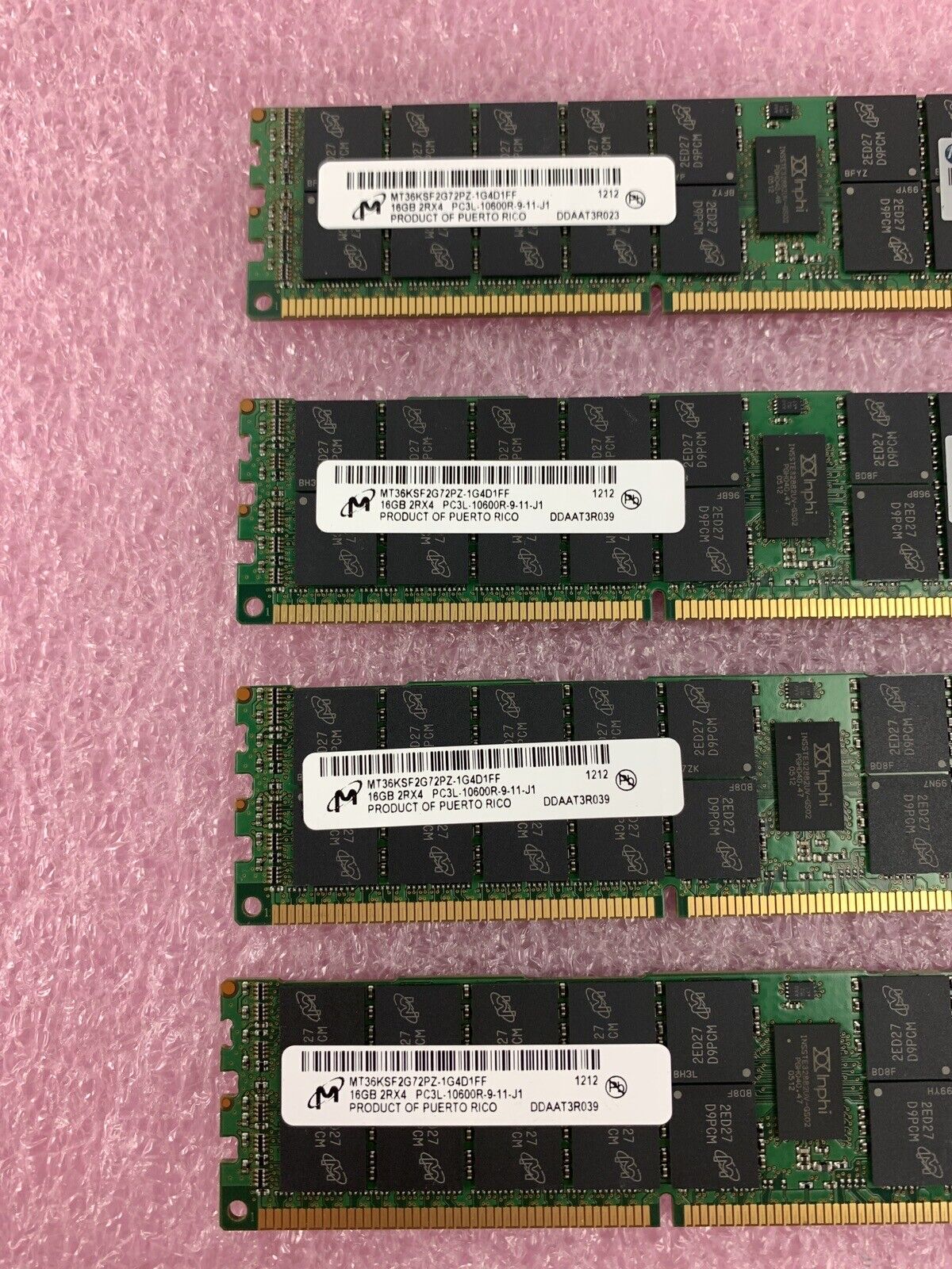 Lot of 4 Mircron 16GB 2RX4 PC3L-12800R MT36KSF2G72PZ-1G4D1HF SERVER RAM