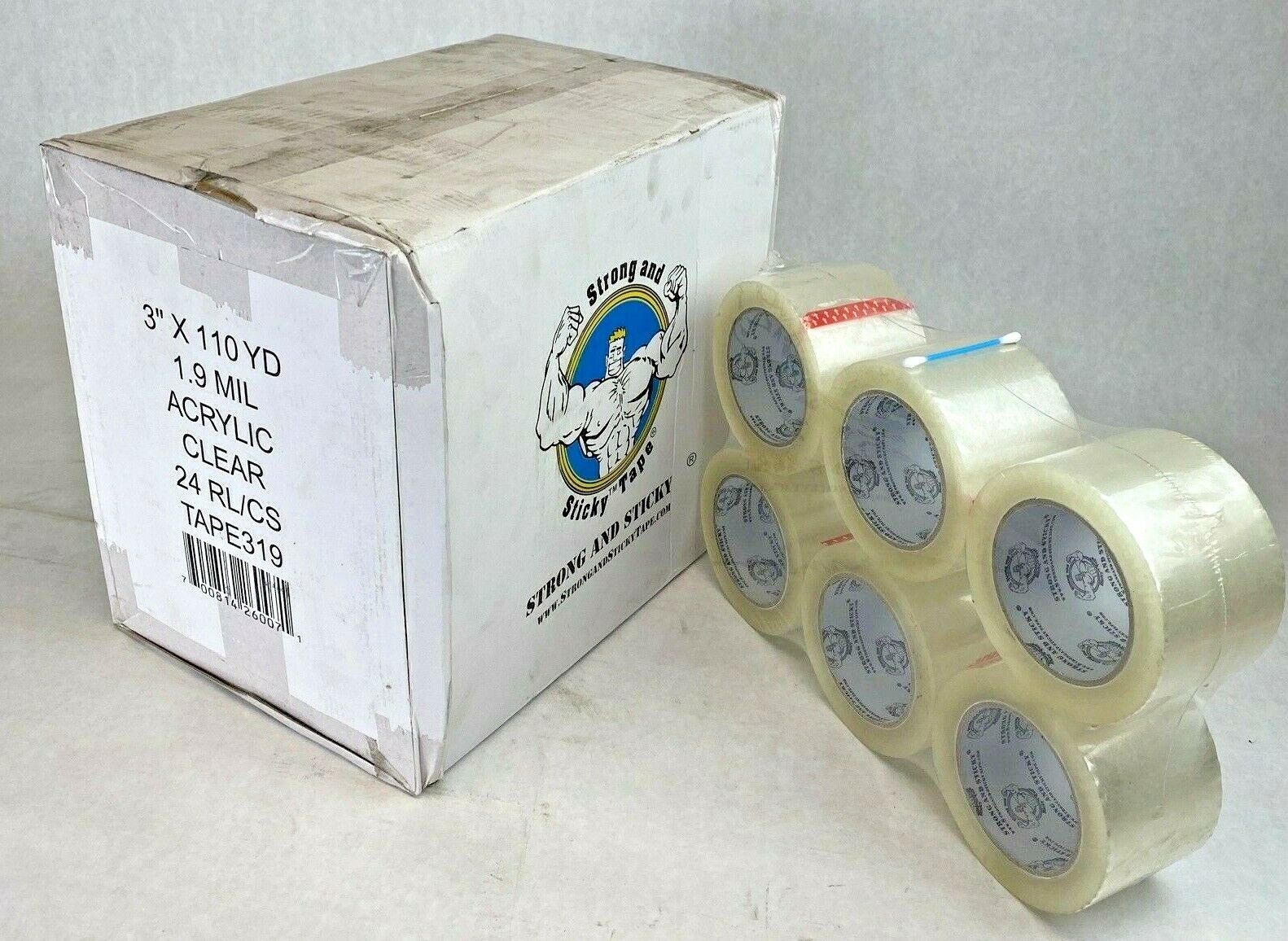 24 rolls Strong and Sticky 1.9 Mil Acrylic Clear tape 3" x 110 yd or 72mm x 100m