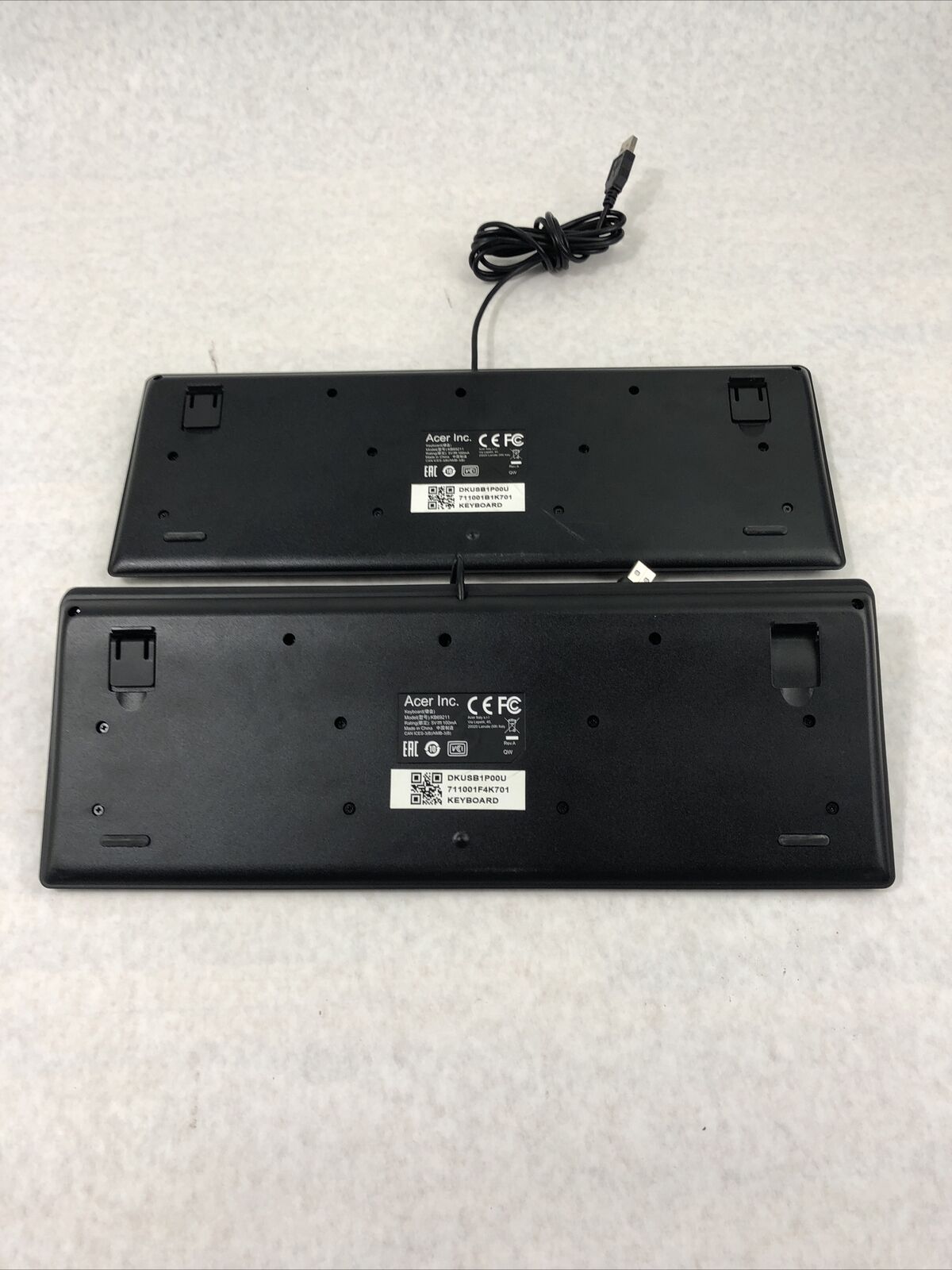 Lot of 2 Acer KB69211 USB Wired Slim Office Home Keyboard - Black