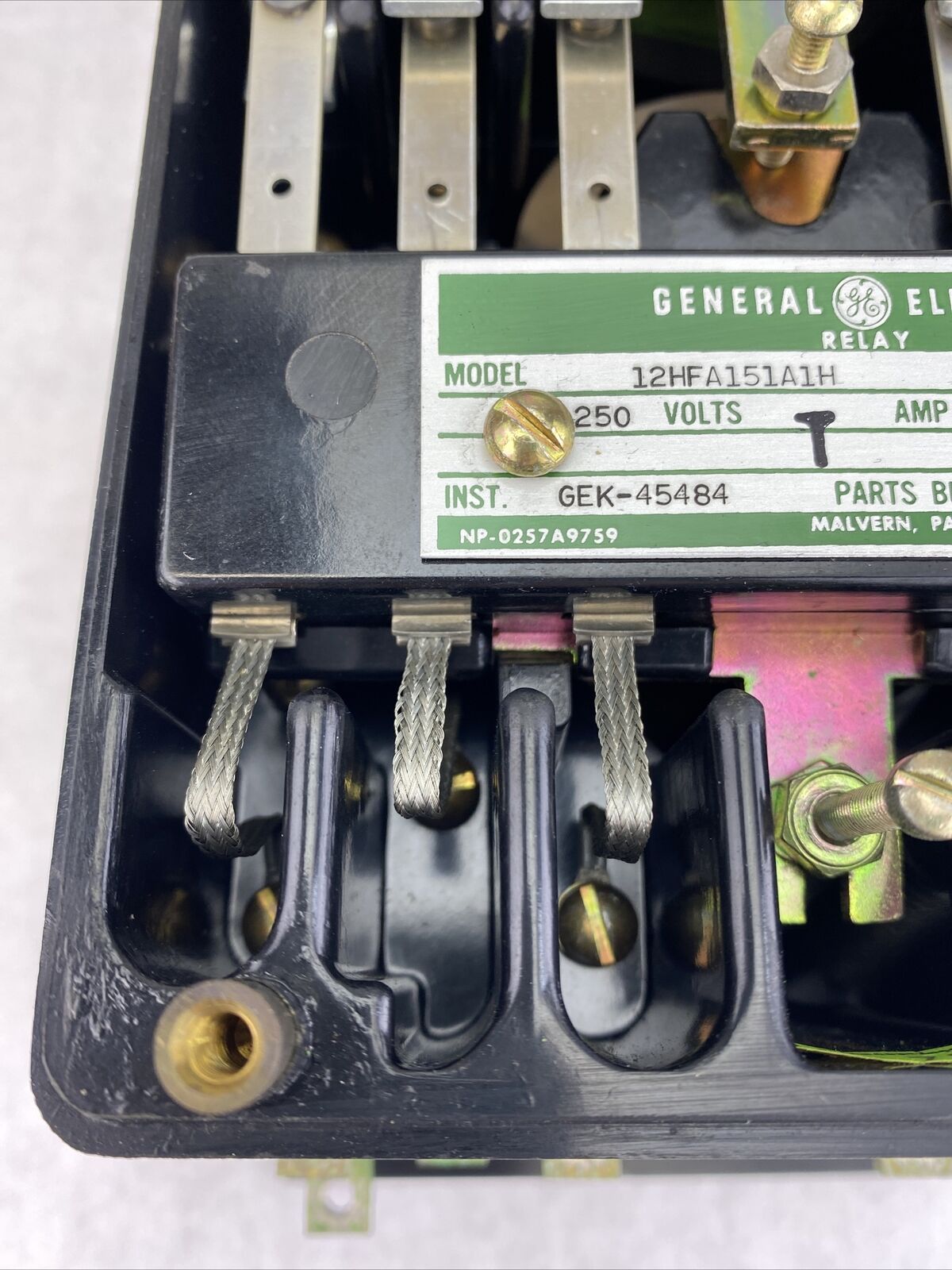 GE 12HFA151A1H Type HFA 250VDC 5.5x6x6" wall mount auxiliary relay