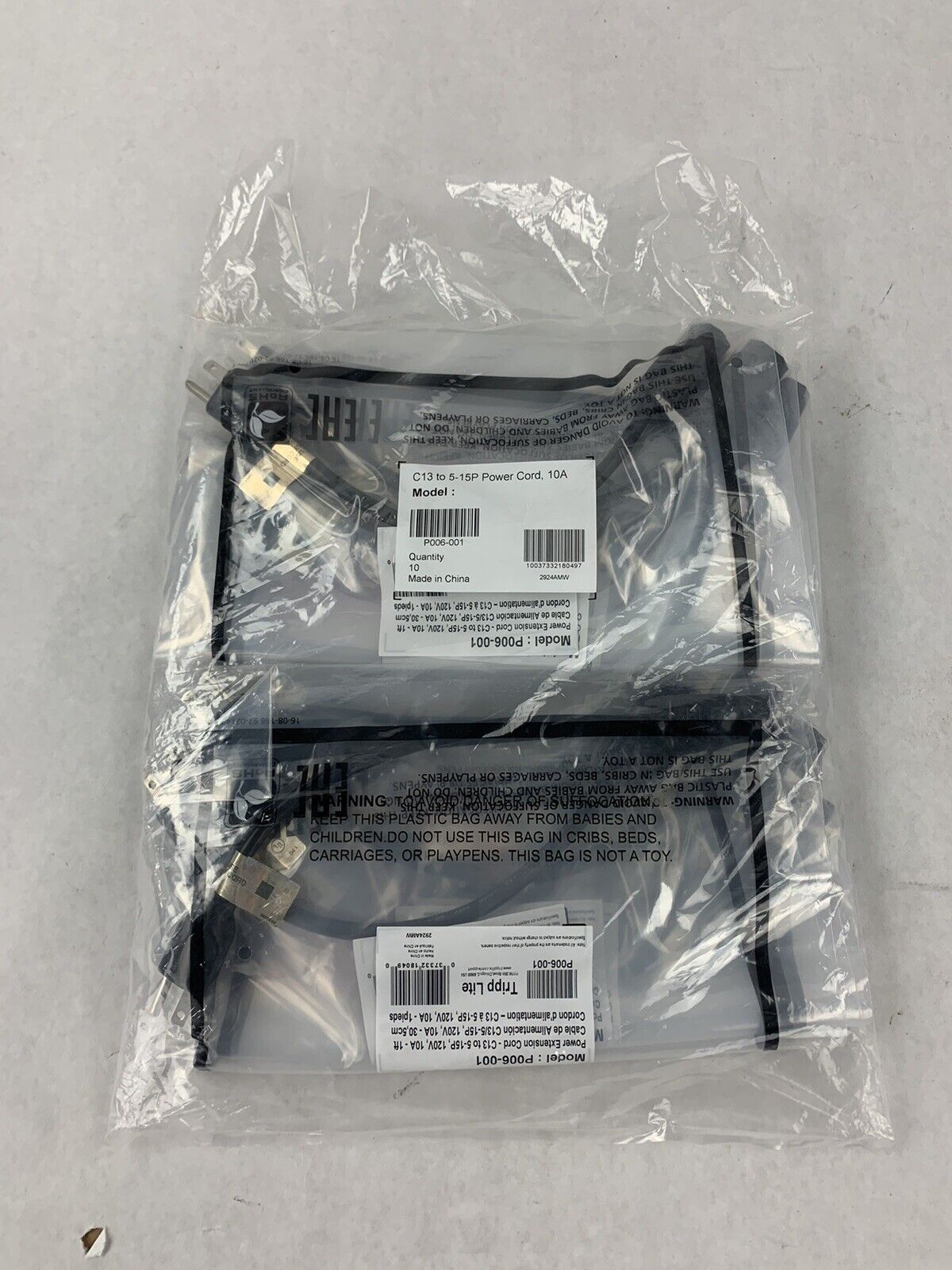 OEM LOT OF 10 NEW Tripp Lite P006-001 1' Power Extension Cord Cable