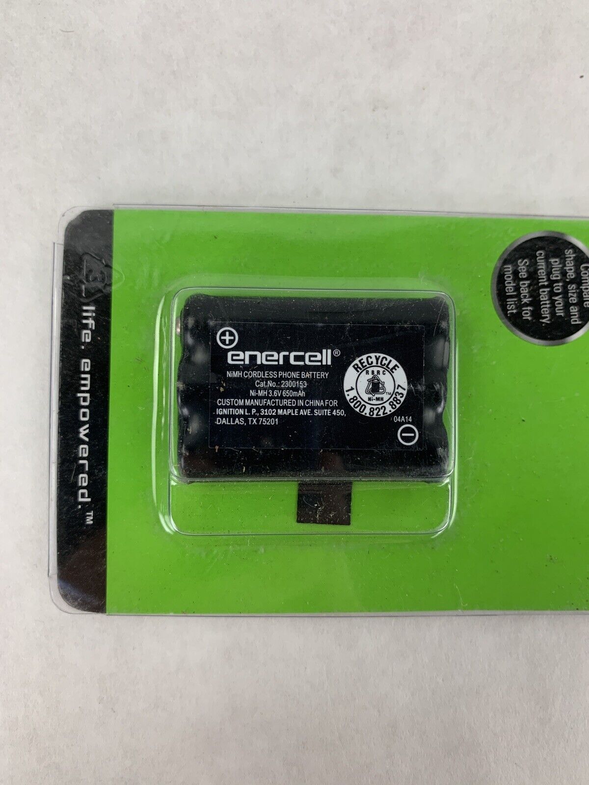 New Enercell Cordless Phone Battery 650mAh 3.6V 2300153