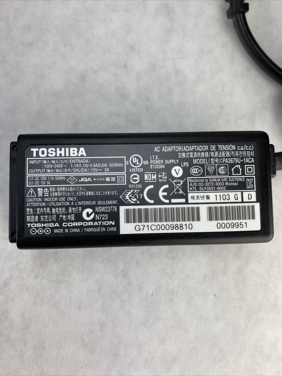Toshiba Dynadock U PA3575U-1PRP USB Docking Station Port Replicator w/ PSU