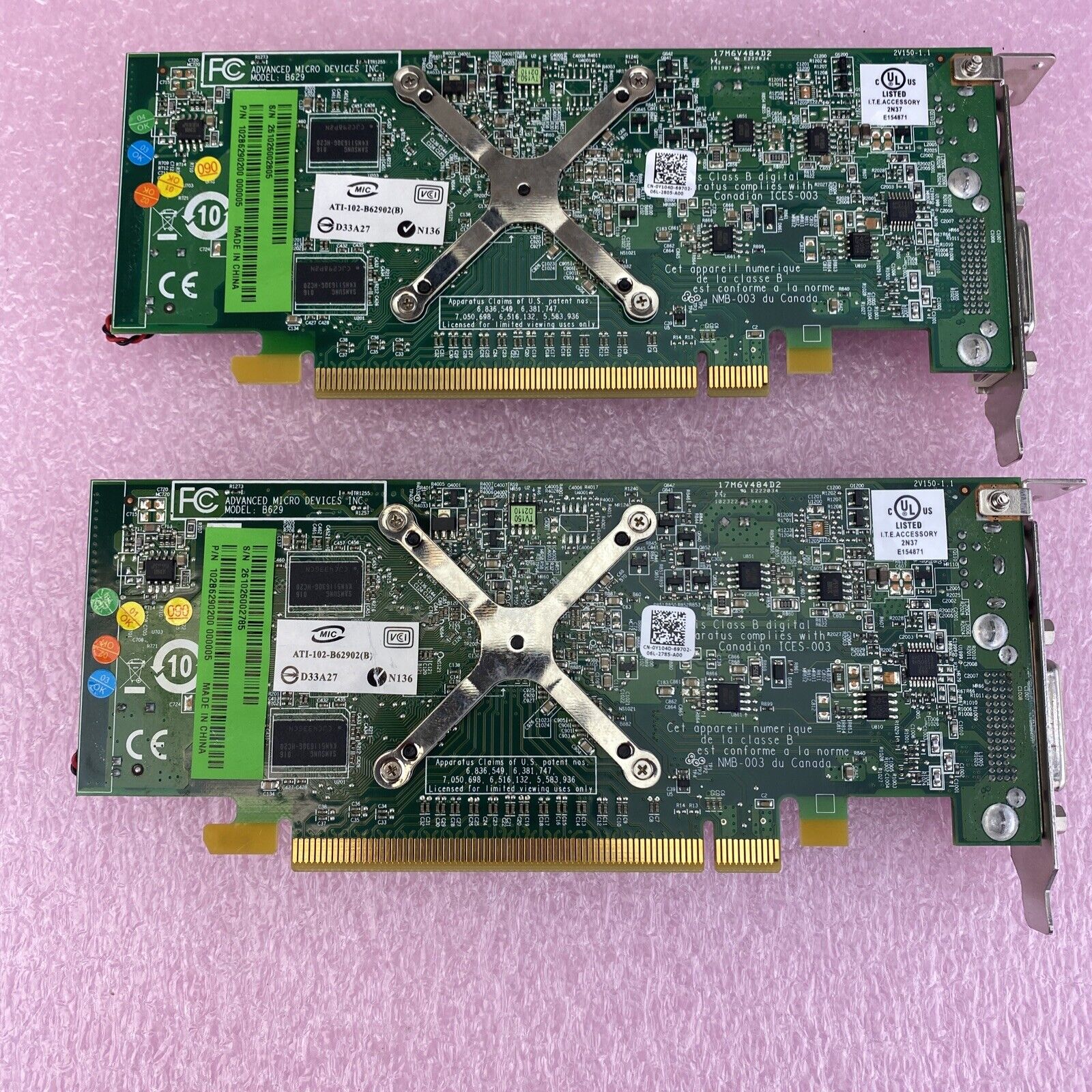 Lot of 2 ATI 0Y104D Radeon HD 3450 256MB DDR2 PCIe DMS-59 S-Video Low Profile