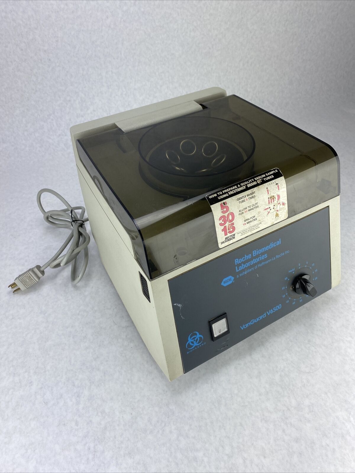 Roche VanGaurd V6500 Biomedical Laboratory Centrifuge w/ 6 Position Angled Rotor