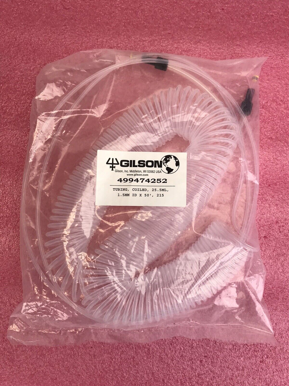Gilson 499474252 25.5mL 1.5mm ID x 50' Coiled Tubing 215