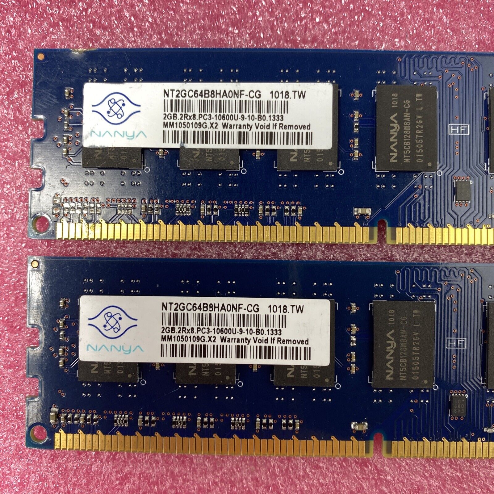 Lot( 2 ) 2GB Nanya NT2GC64B8HA0NF-CG PC3-10600U DDR3 CL9 1333MHz Desktop RAM
