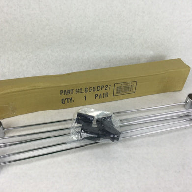 NEXEL Chrome Shelving Bar for Wired Shelving,1 Pair, 655CP21,w/4 Shelf Clips,NEW