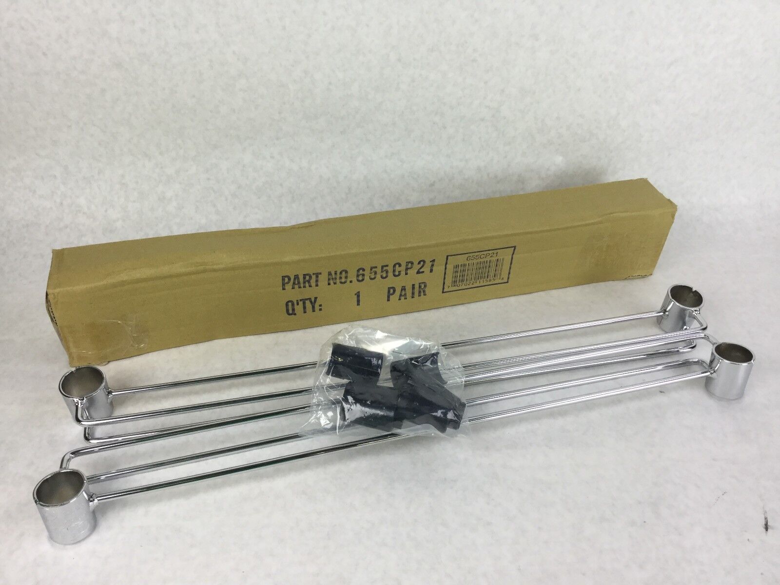 NEXEL Chrome Shelving Bar for Wired Shelving,1 Pair, 655CP21,w/4 Shelf Clips,NEW