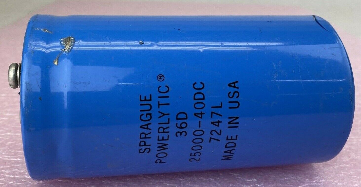 Sprague 7247L 25000MFD 40VDC Aluminum Electrolytic capacitor