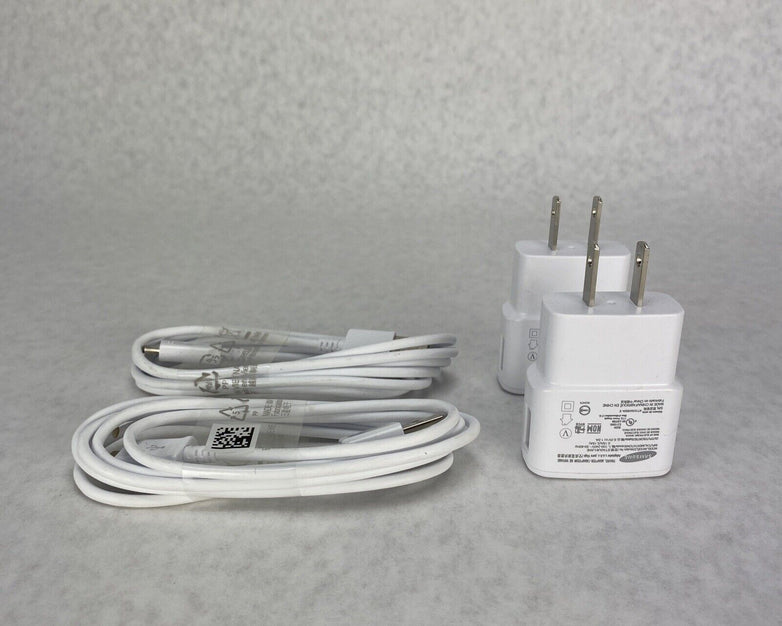 Lot of 2 OEM Samsung ETAOU61JWE 2.0 Amp Wall Charger and 5ft ECB-DU4EWE Cable