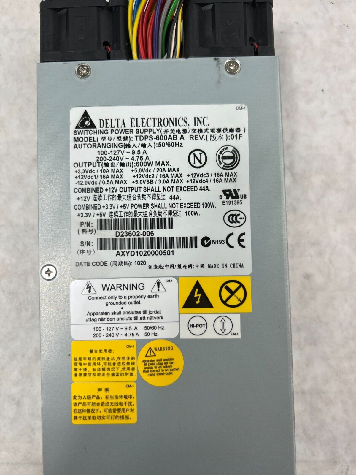 Delta Electronics TDPS-600AB A Switching Power Supply
