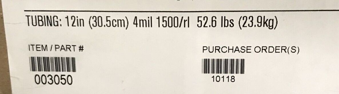 12" x 1500 Roll of 4-Mil Clear Poly Tubing