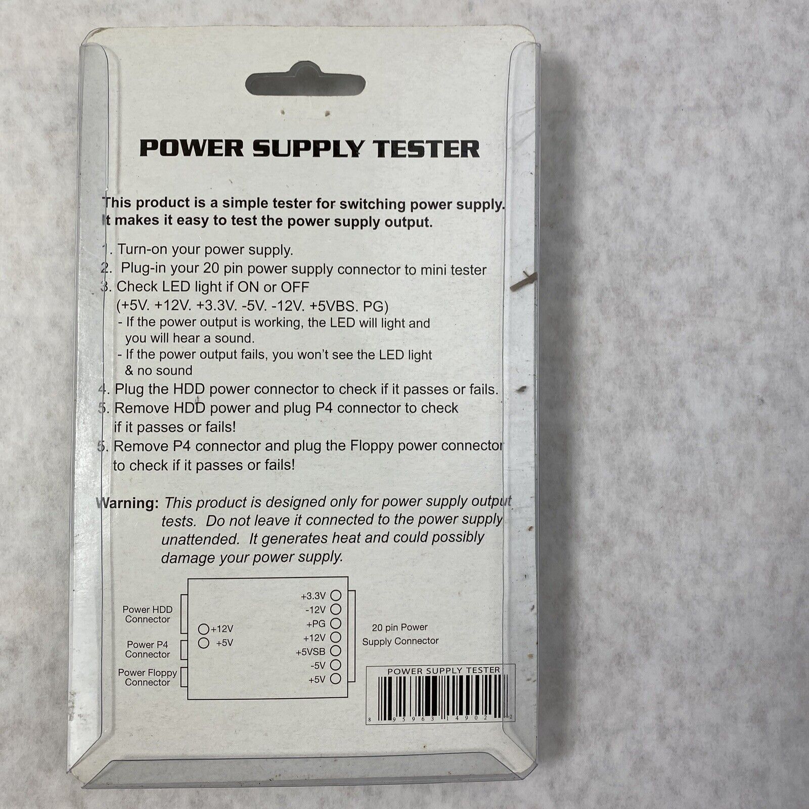 Coolmax PS-101 20 Pin Power Supply Tester