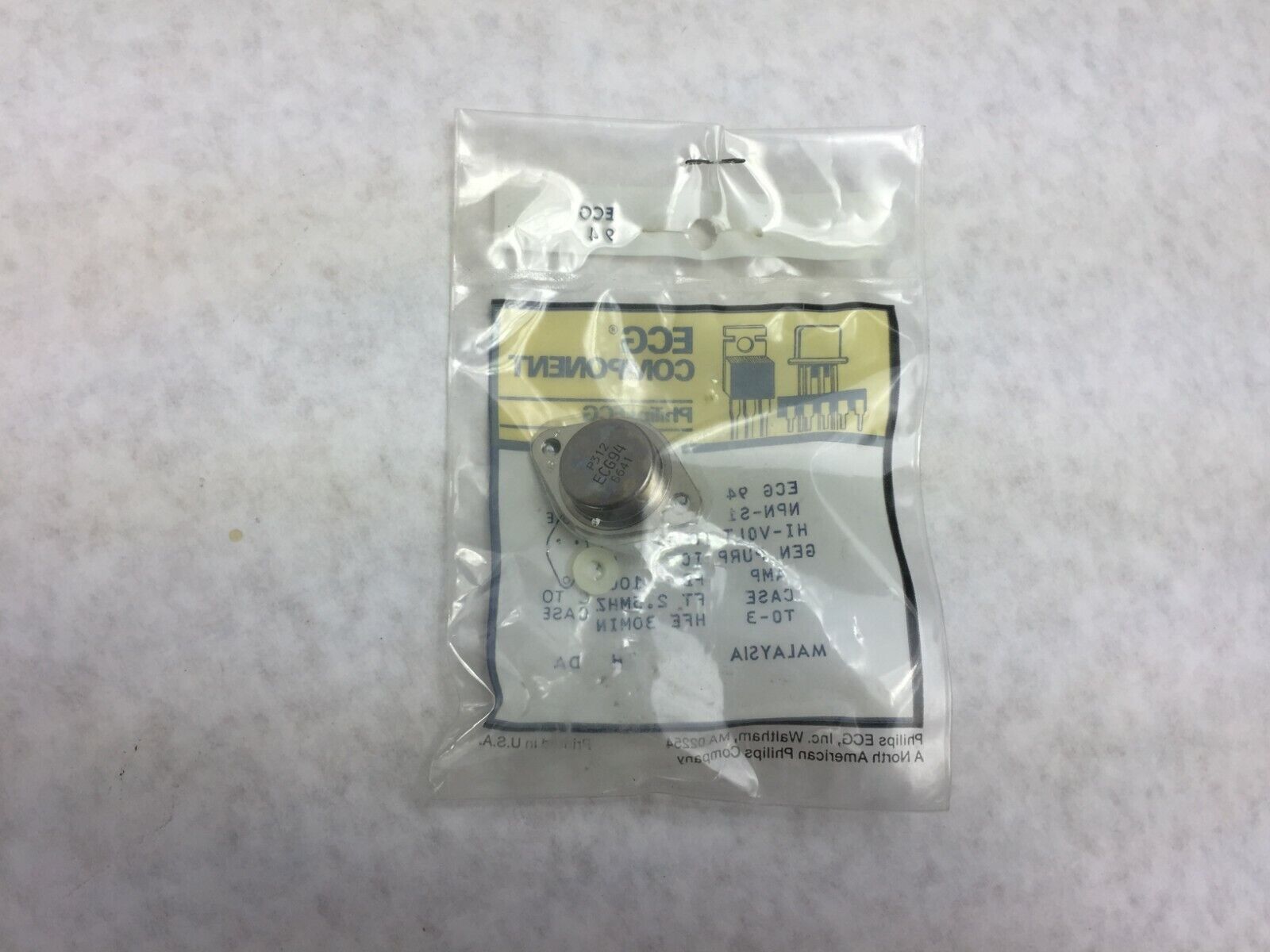 ECG 94 Integrated Circuit NPN-Si Case TO-3 High-Volt General Purpose