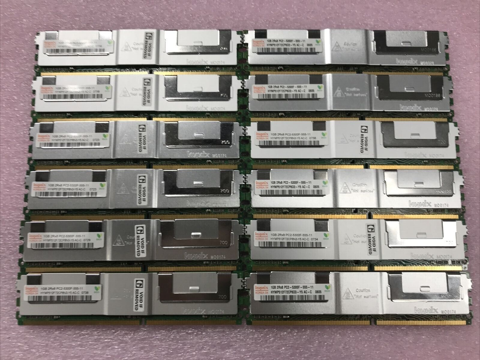 Hynix 12GB Kit 12x1GB 2Rx8 PC2-5300F-555-11 DDR2 Server RAM HYMP512F72CP8N3-Y5