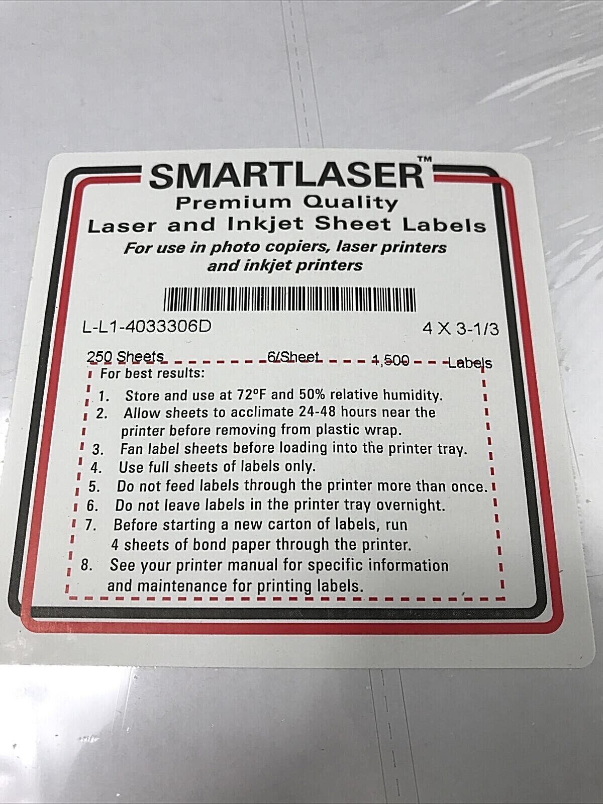 6000 Laser and Inkjet Sheet Labels 4" x 3 1/3" 1000 Sheets 6 Labels/Sheet