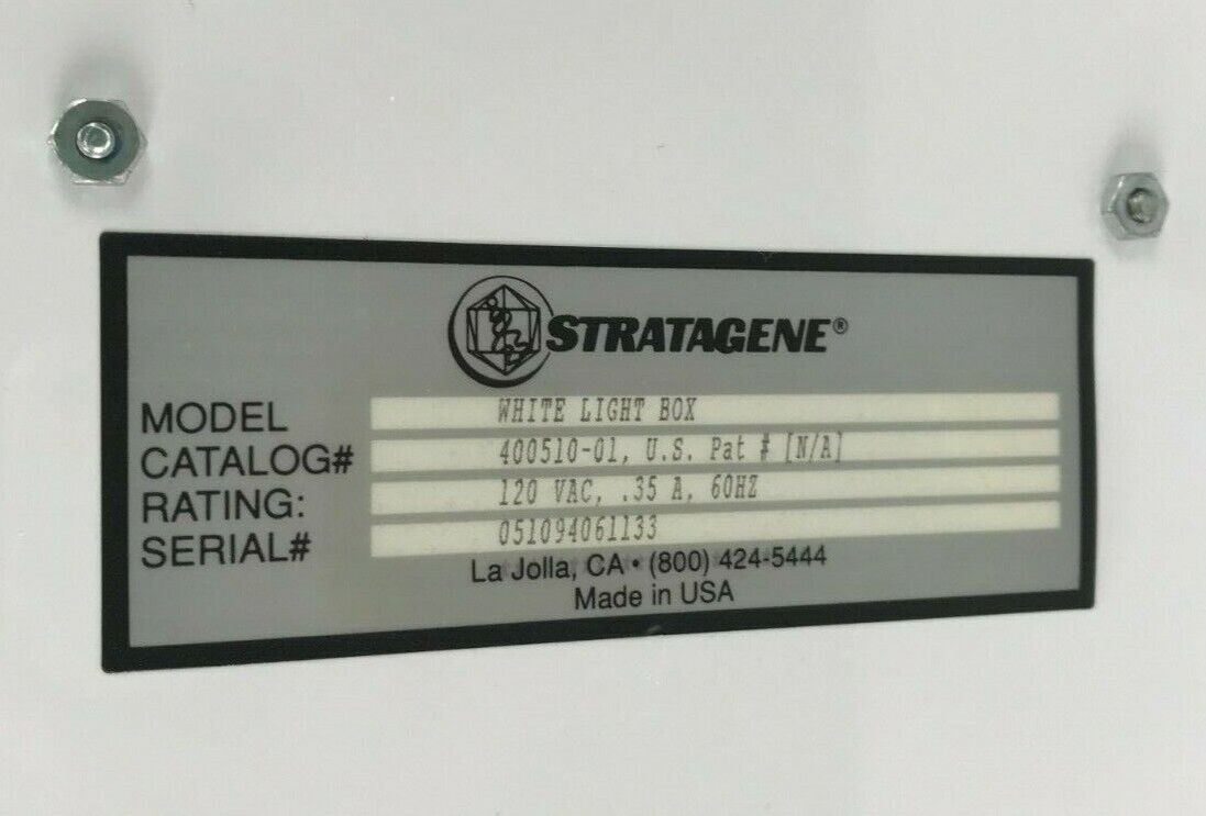 Stratagene 400510 White Light Box 120 VAC 0.5A 60 Hz - Tested