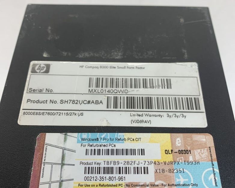 HP Compaq 8000 Elite SFF Intel Core 2 Duo E7600 3.06GHz 4GB RAM No HDD No OS