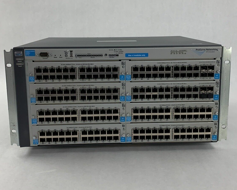 HP ProCurve Network Switch J8773A 4208VL Chassis w/ 6x J8768A and 2x J9033A