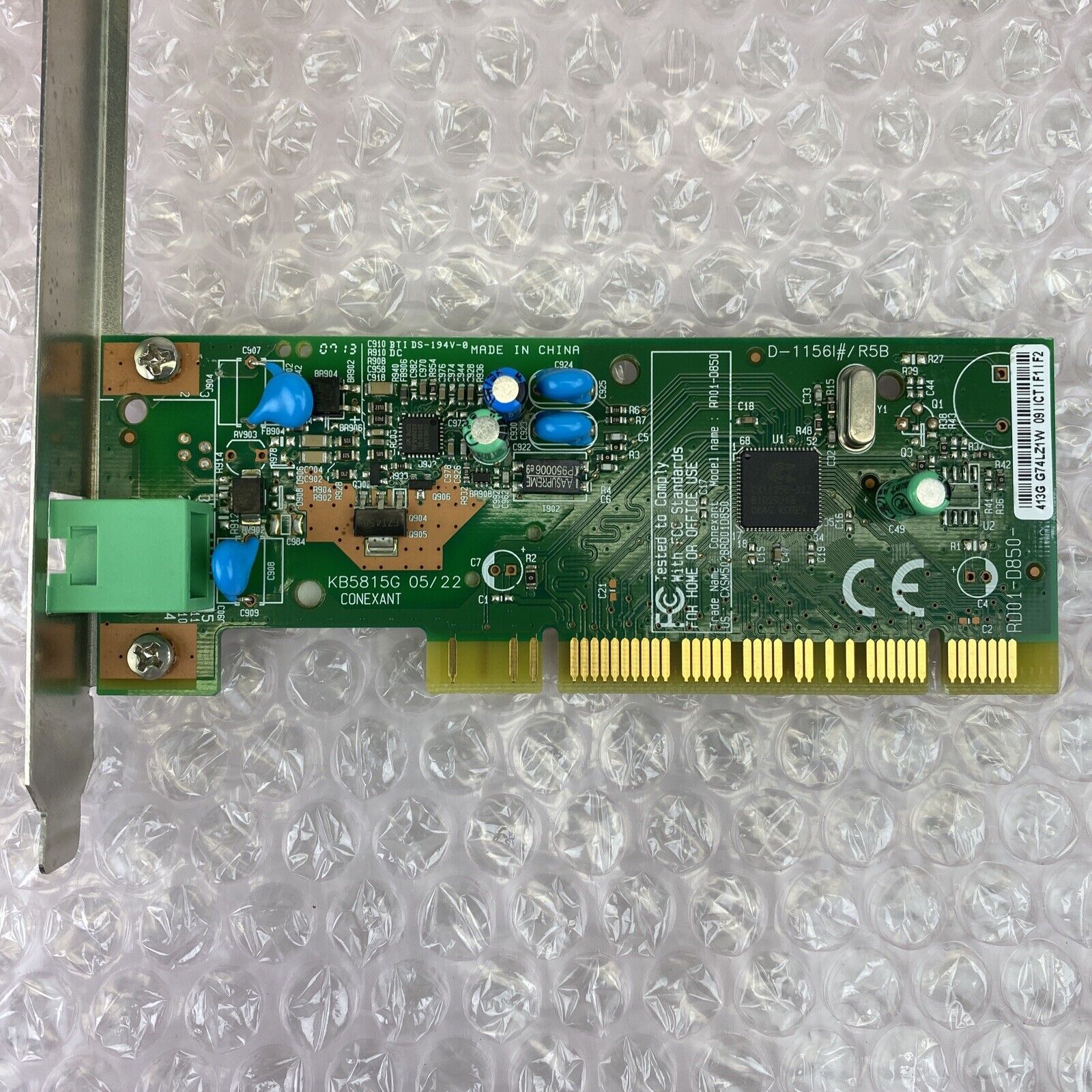 Lot of 3 Conexant RD01-D850 56k fax modem PCI cards 5188-2907 KB5815G 05/22