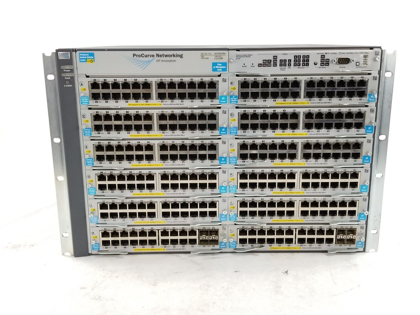 HP ProCurve Switch 5412zI J8698A Switch Chassis With 10x J8702A 2x J8705A