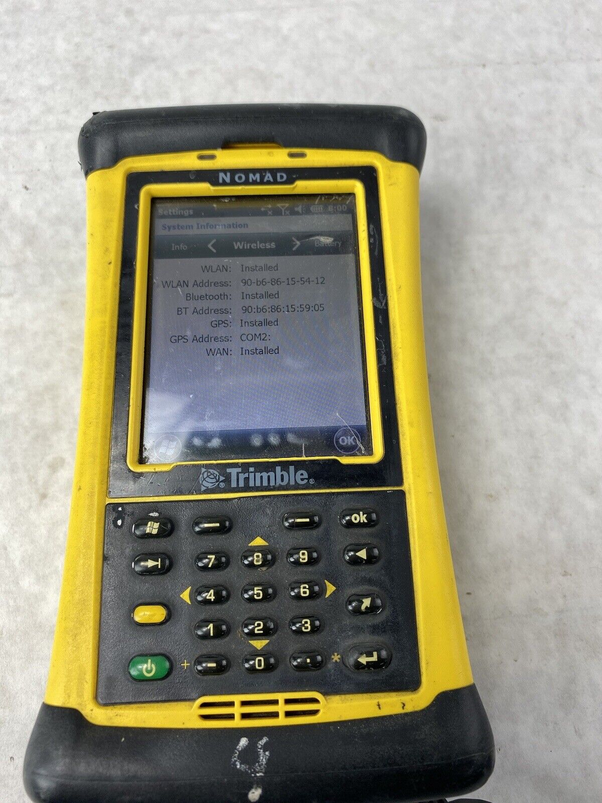Trimble Nomad Ranger TSC38W Data Collector Scanner  Windows 6.1 Bluetooth GPS
