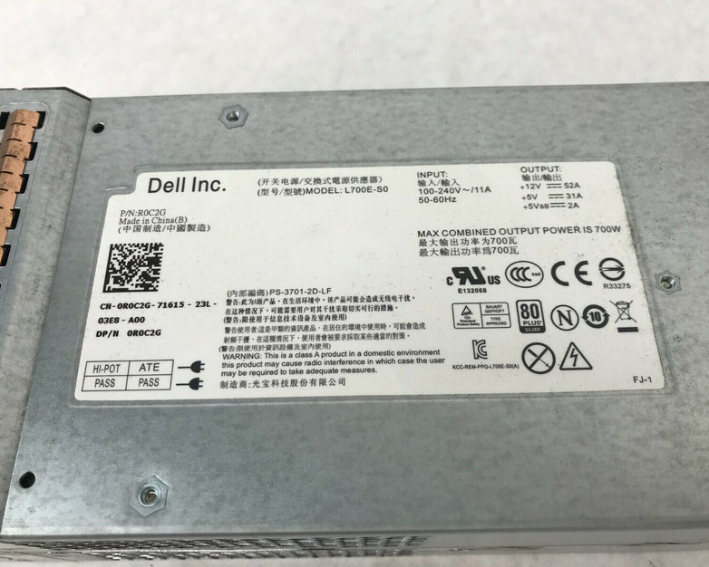 DELL EqualLogic 700W Power Supply R0C2G L700E-S0