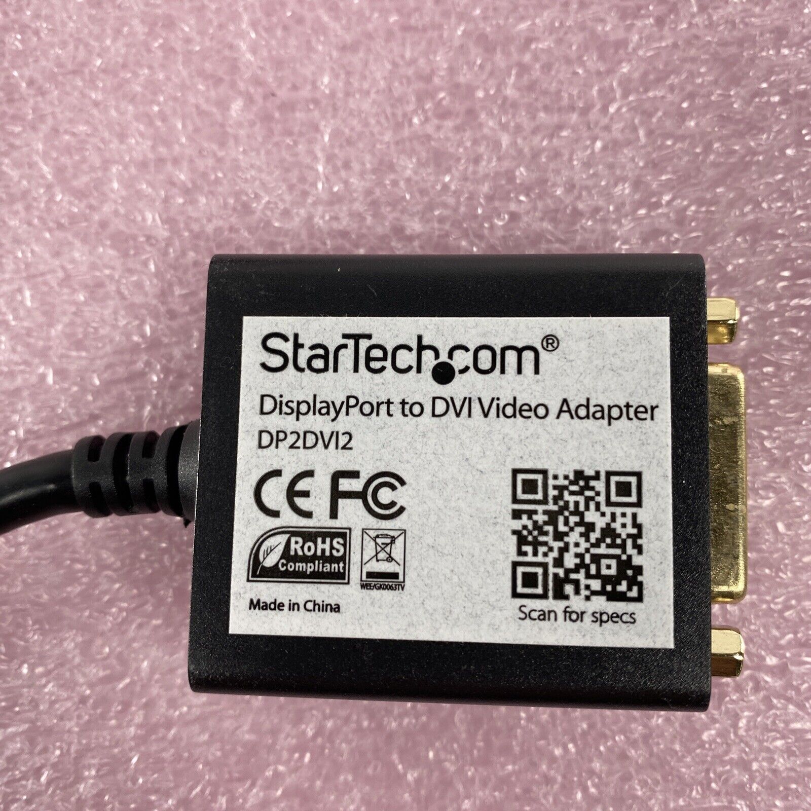Lot( 2 ) StarTech.com DP2DV12 DisplayPort to DVI Video Adapter
