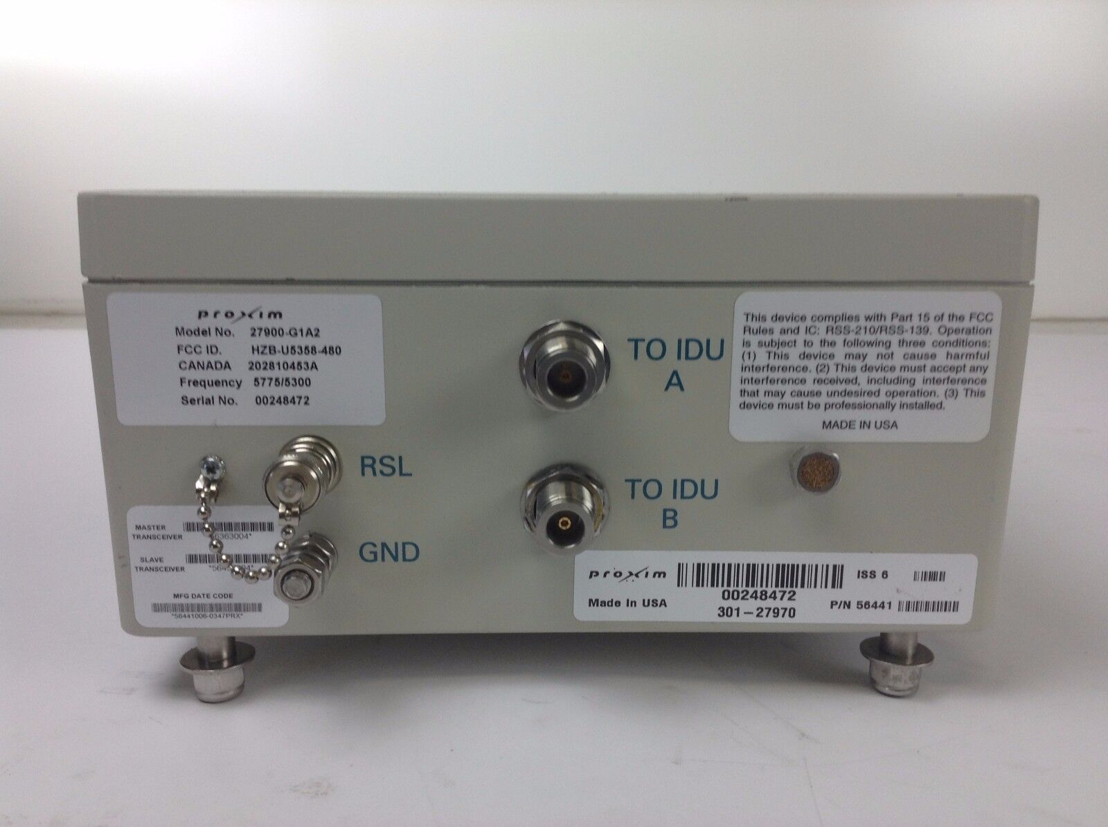 Western Multiplex Proxim Tsunami 27900-G1A2 56441 Wirelss Bridge